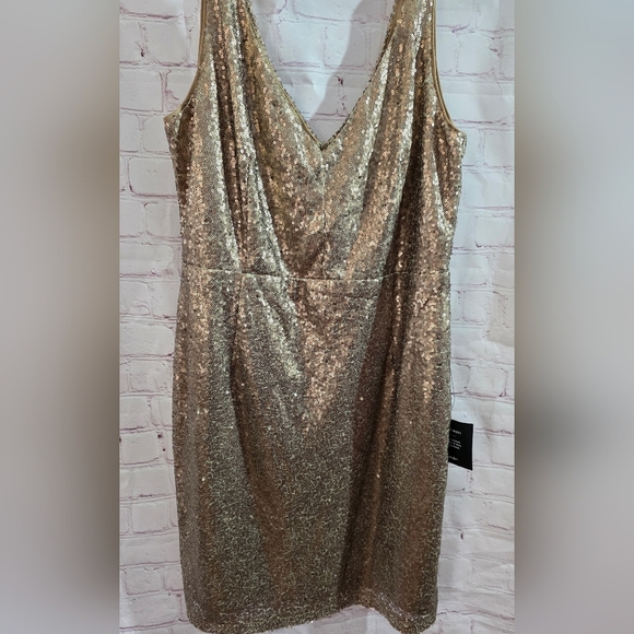 Lulu's Womens Gold Party Dress Sz Large New - Picture 2 of 5